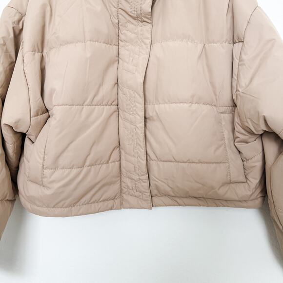 The Fifth Label Nadine Cropped Puffer Jacket Taupe US Size 6 Minimalist Winter - Picture 3 of 8